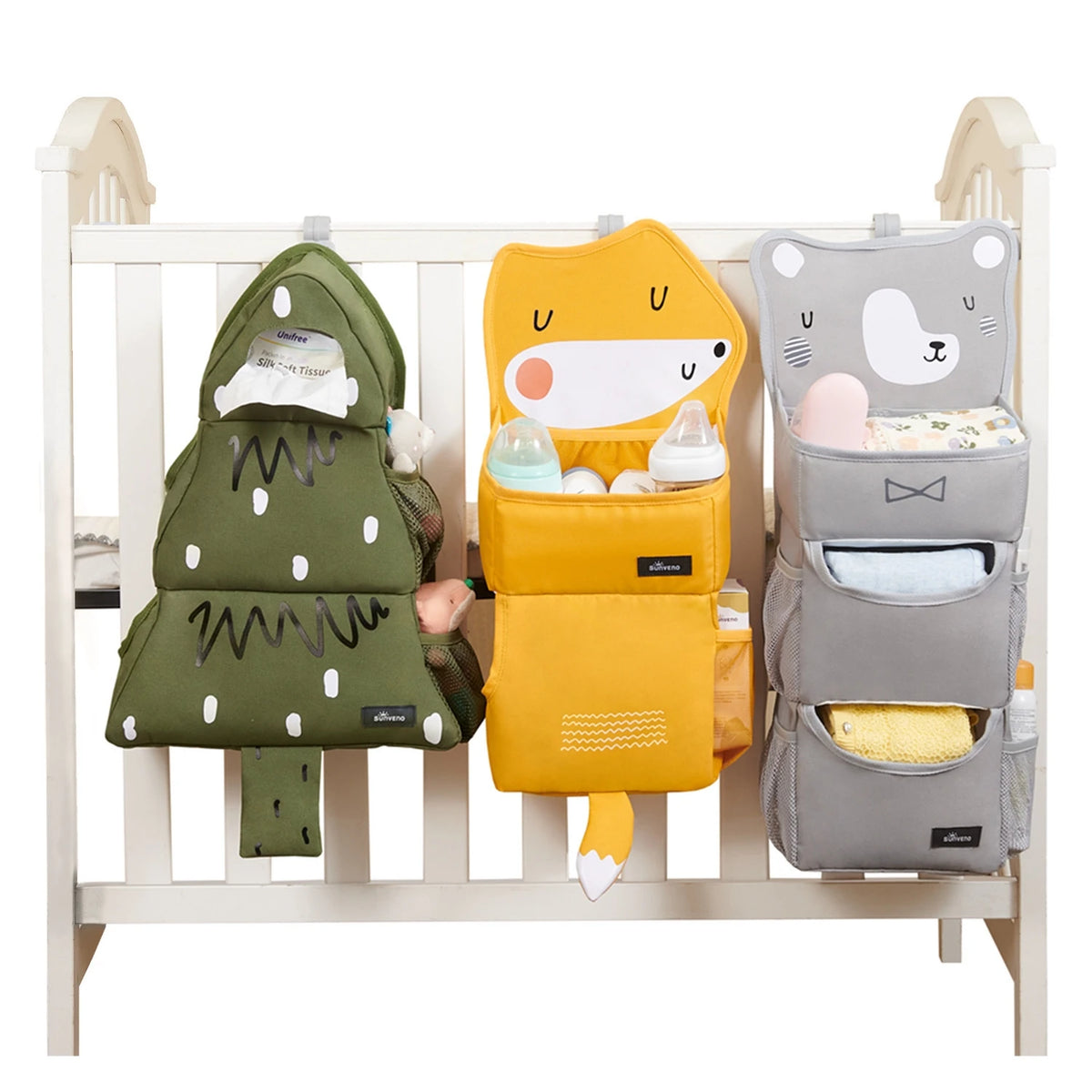 Sunveno Cartoon Baby Crib Hanging Storage Bag Multi-Functional