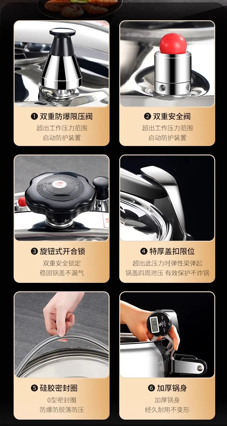 Korean Style Pressure Cooker - Explosion-Proof Stainless Steel
