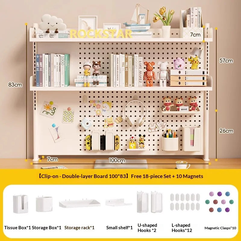 Adjustable Desktop Storage Rack Pegboard Desk Bookshelf Organizer
