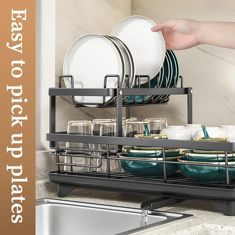 Dish Drying Rack Adjustable Stainless Steel Cutting Board