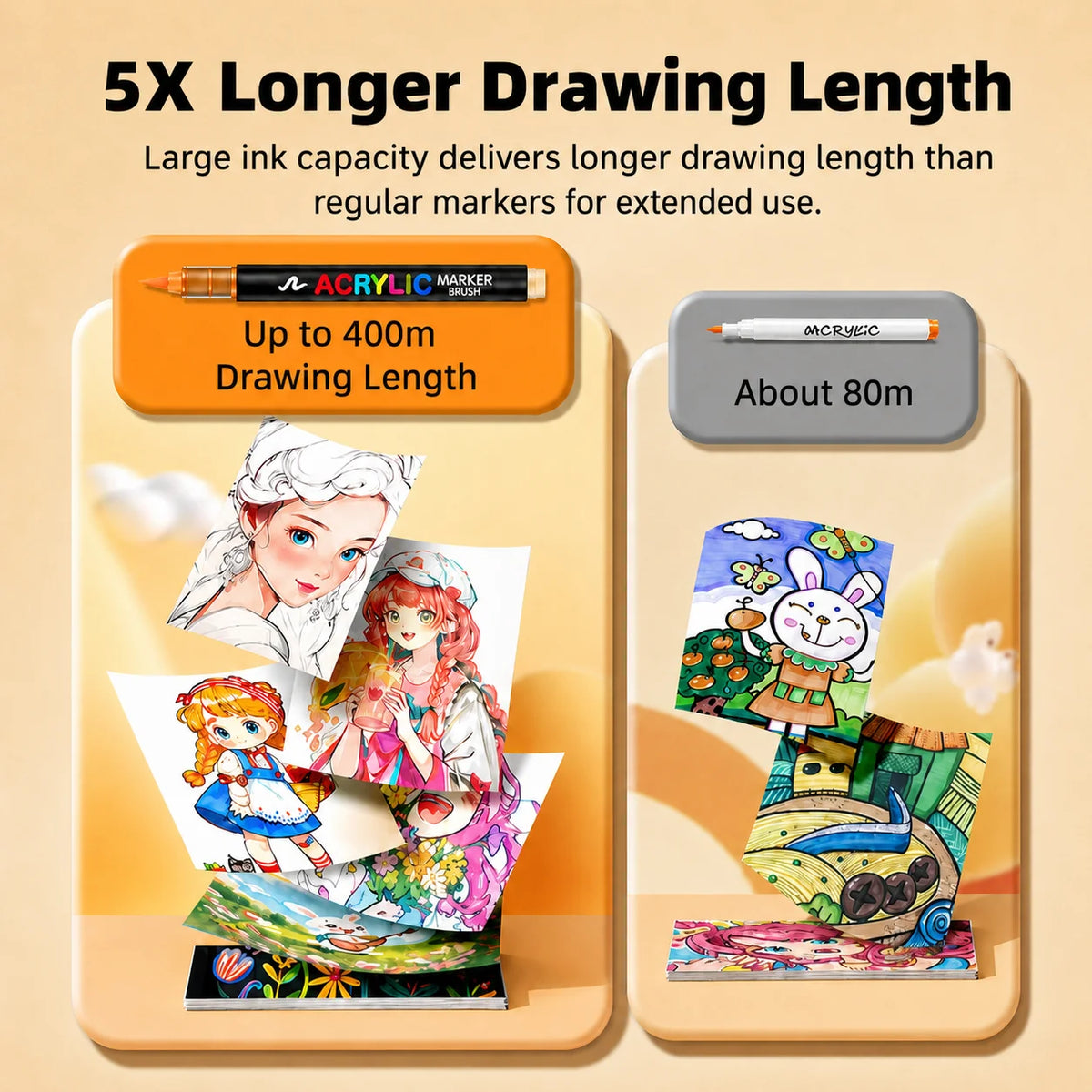 12-418 Colors Acrylic Marker Washable Markers Brush Tip