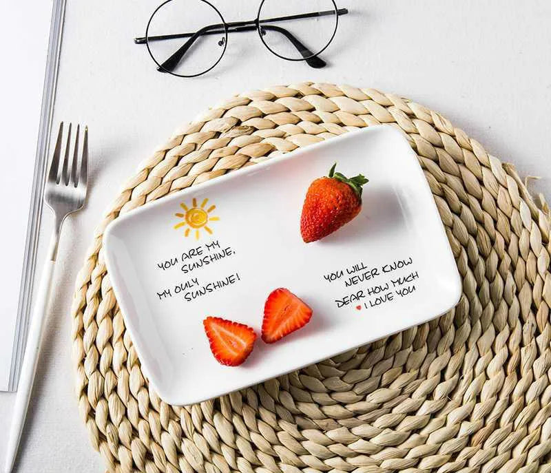 Rectangular Dish Plate Ceramic Tableware Net Red Wind