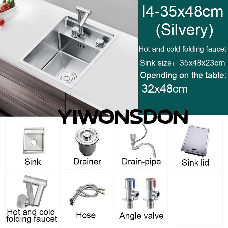 Nano Hidden Bar Sink Black Folding Faucet Silvery