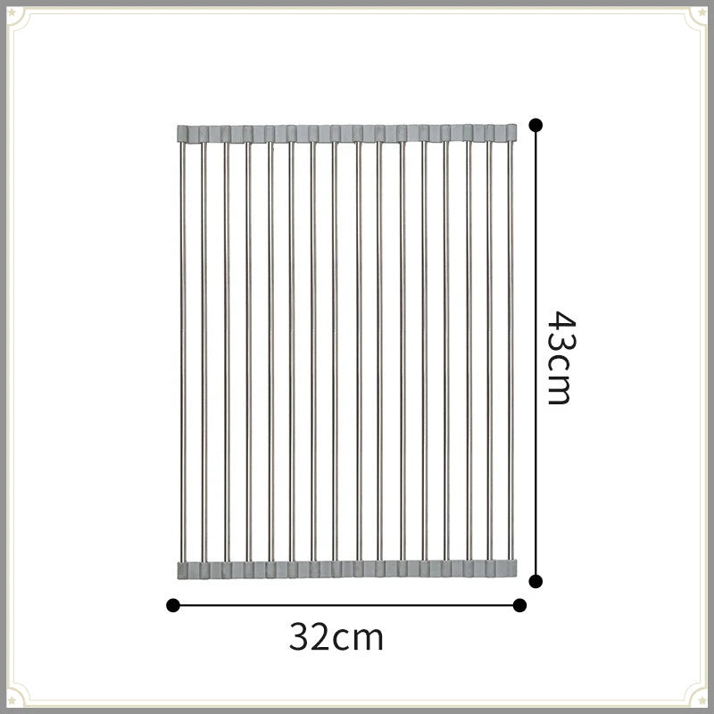 Roll Up Sink Drain Rack Stainless Steel Foldable