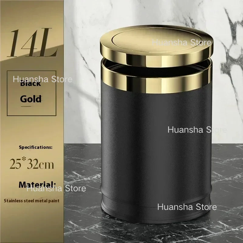 Stainless Steel Trash Can Gold Bathroom Bedroom Recycle