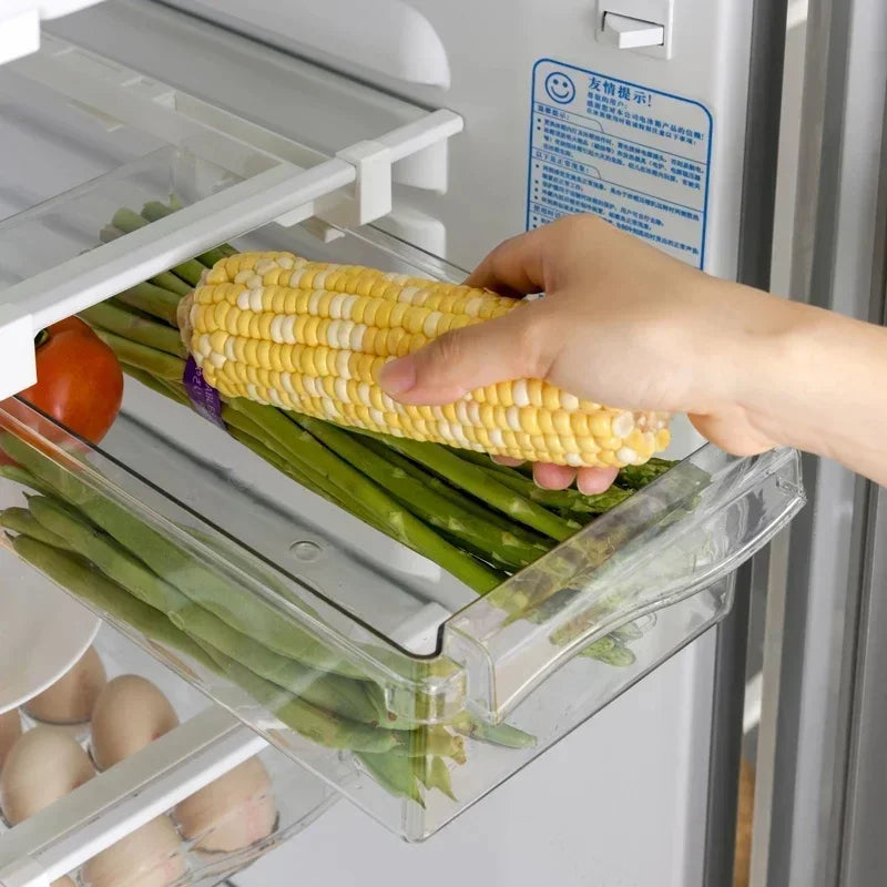 Sliding Drawer Style Refrigerator Food Storage Box Plastic