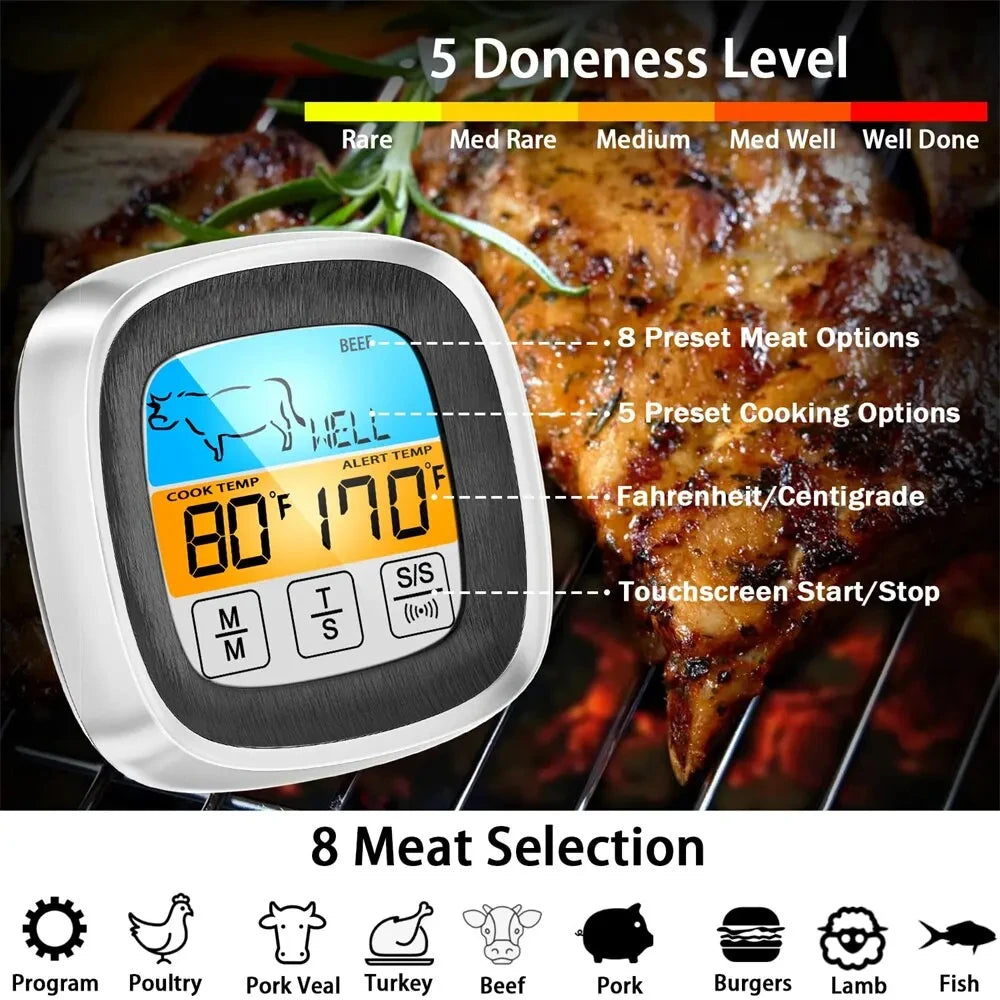 Digital Thermometer Probe Touch Screen Meat Barbecue Food