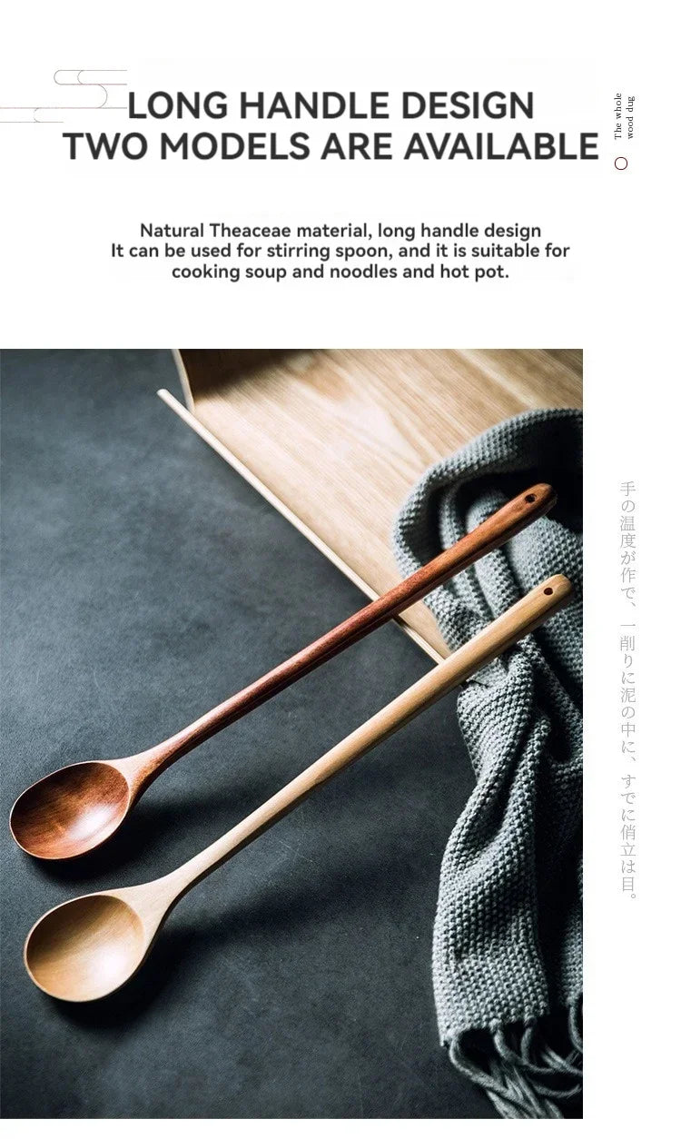 Long Wooden Teaspoons Cooking Utensils Soup Tea Honey