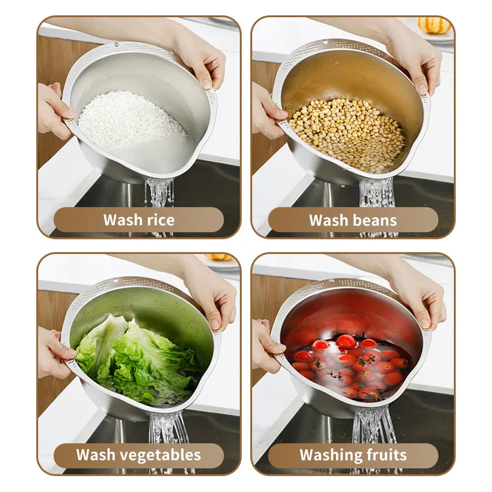 Rice Washer Strainer Bowl Stainless Steel 304 Rice