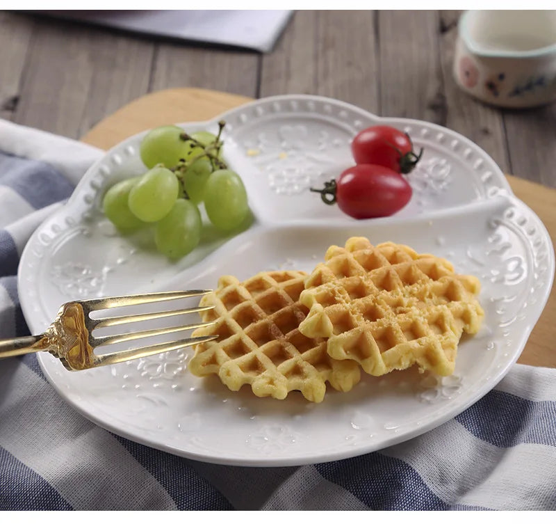 Children Ceramic Butterfly Divided Plate Breakfast Plate Japanese