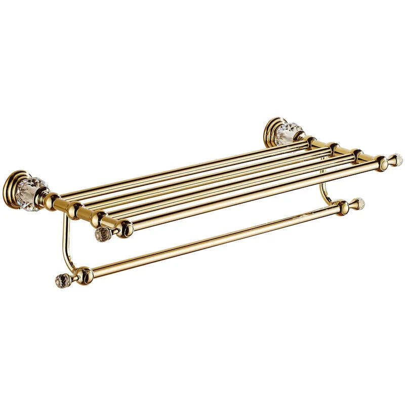 Shower Shelf Toilet Paper Holder Golden Crystal Wall