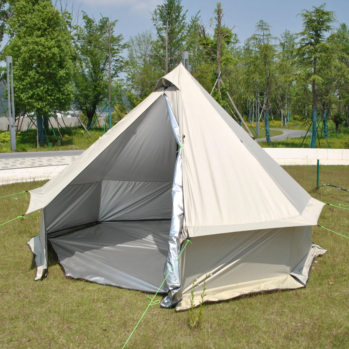 Person Large Pyramid Tent Four Seasons Camping Chimney