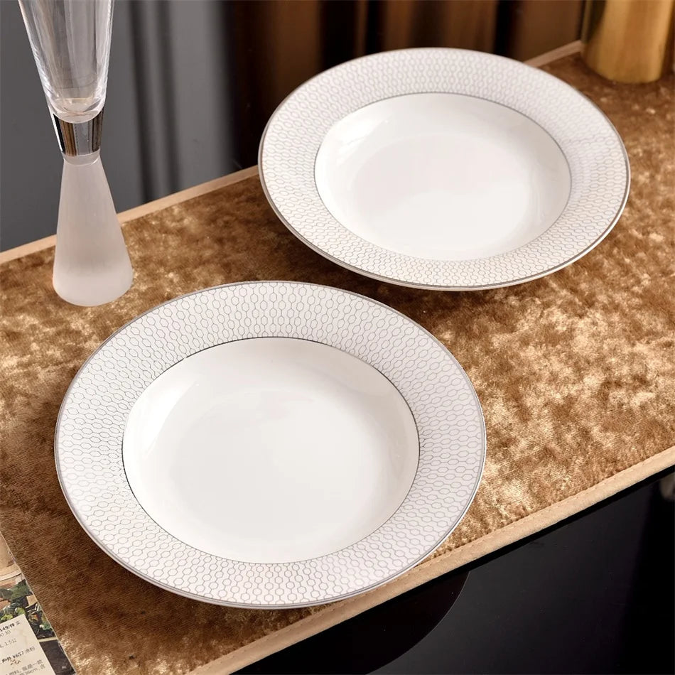 European Silvery Geometric High-End 8/10in Dining Plate Light