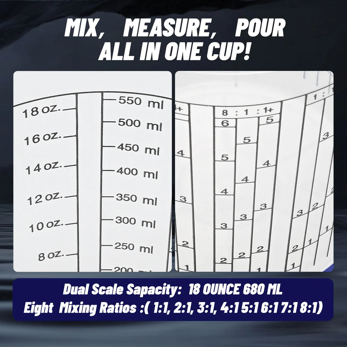 15pcs Disposable Measuring Cups Stirring Sticks Transparent