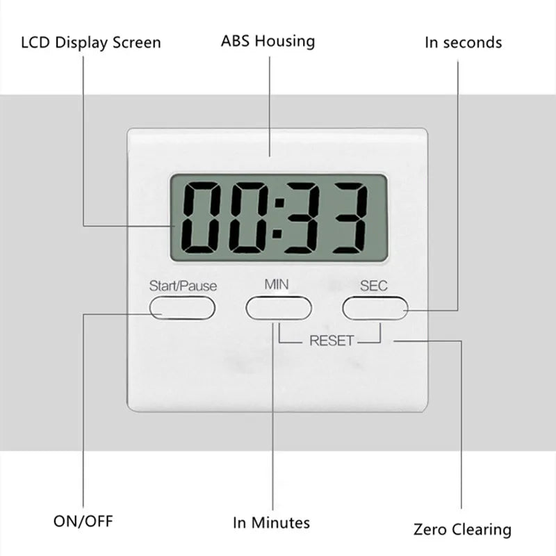 Magnetic Digital Timer - Lcd Countdown Cooking Timer
