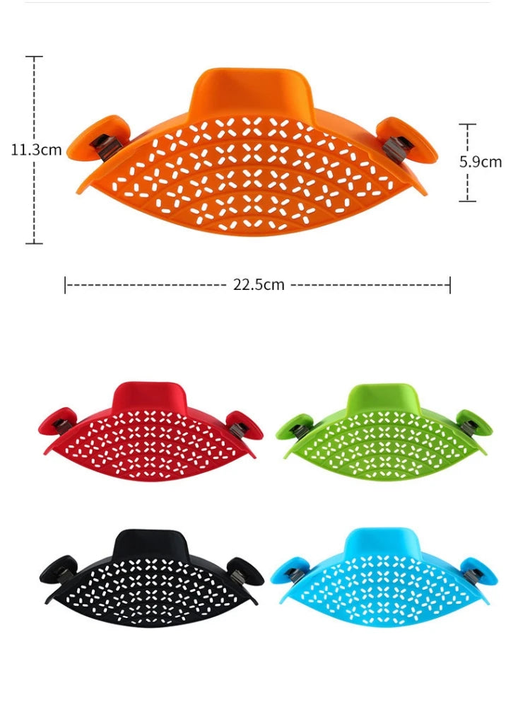 Universal Silicone Clip-On Pan Pot Strainer Anti-Spill Pasta