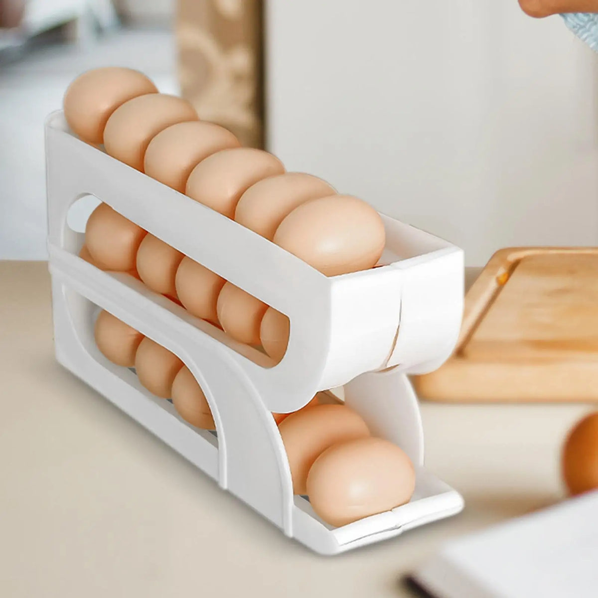 Egg Holder Tiers Automatic Rolling Egg Dispenser Rack