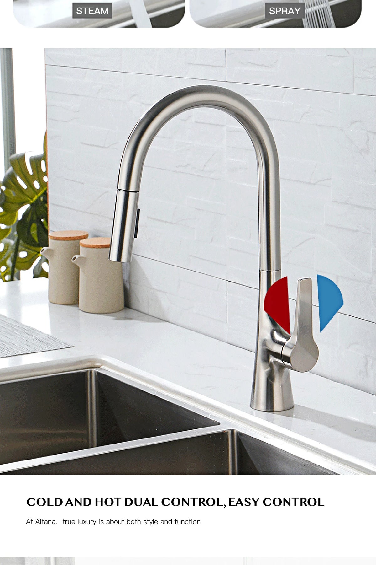 Aitana Modern Brushed Gold Faucet Handle Hole Ceramic