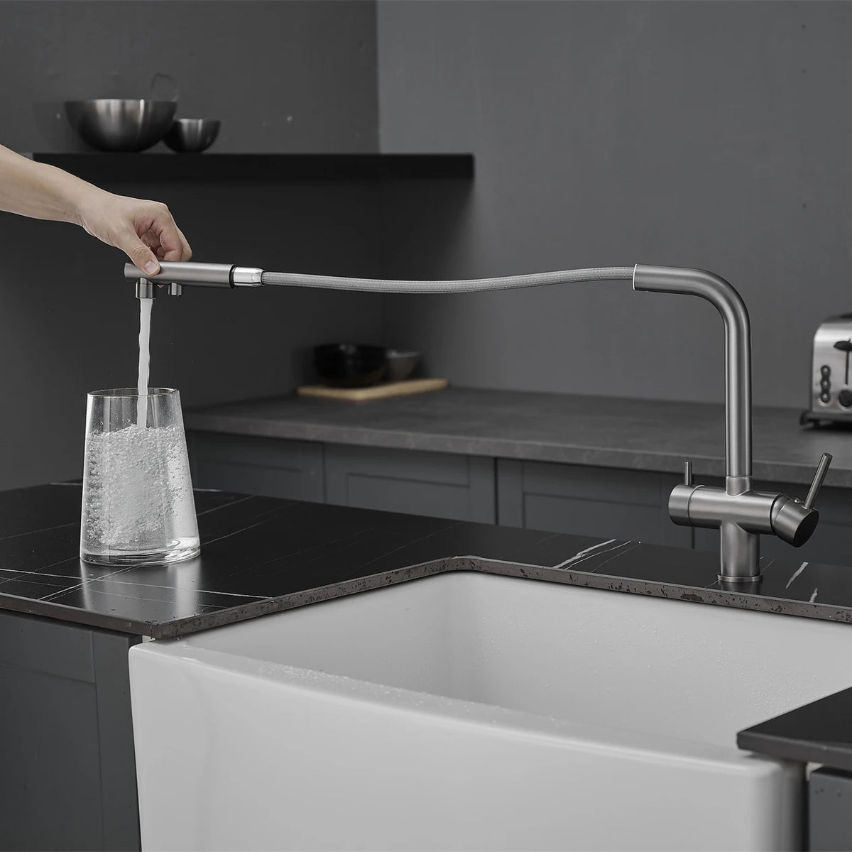 Brushed Nickel Pull Out Filter Faucets Quality Brass