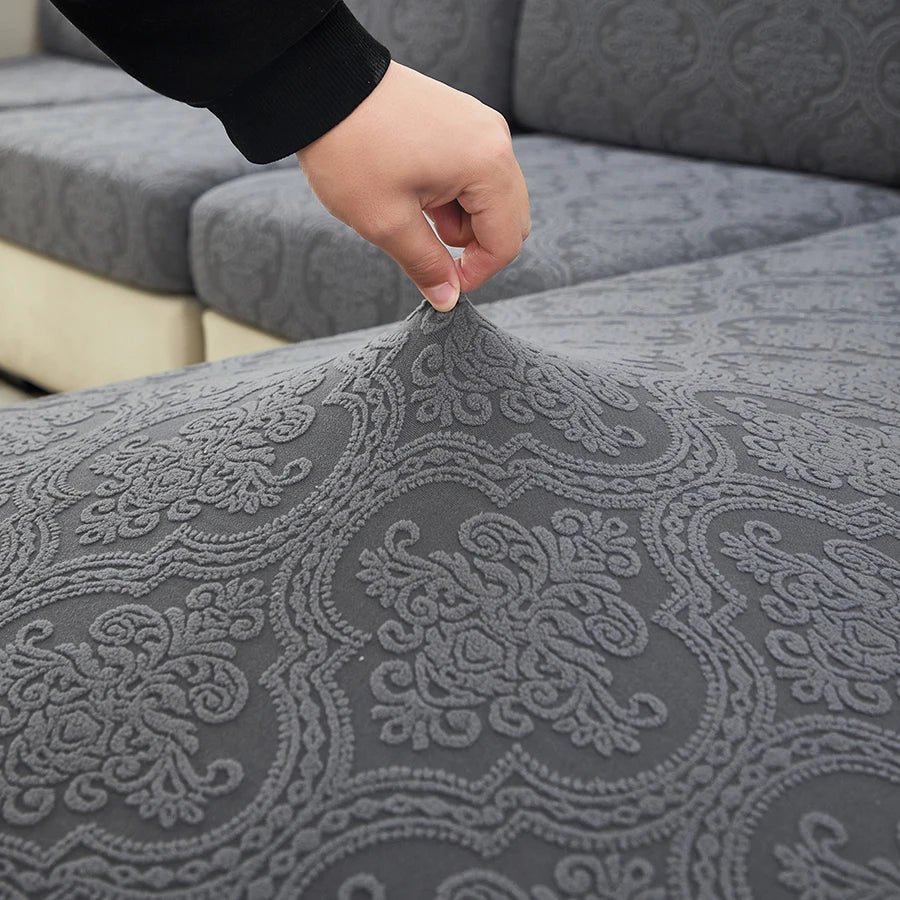 Polar Fleece Jacquard Sofa Cover Royal Floral Pattern