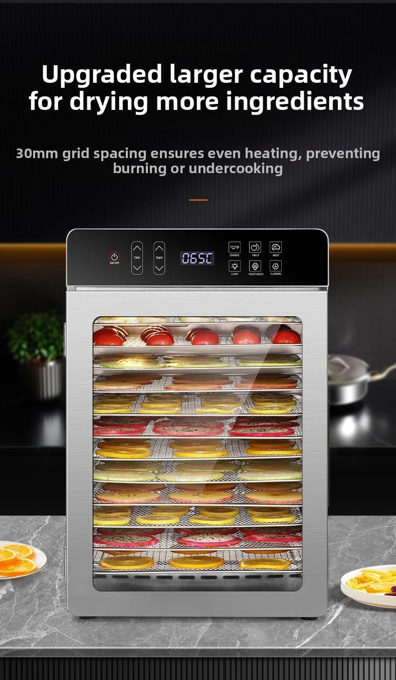 Smart Touch Screen Food Dehydrator 12 Layers Stainless
