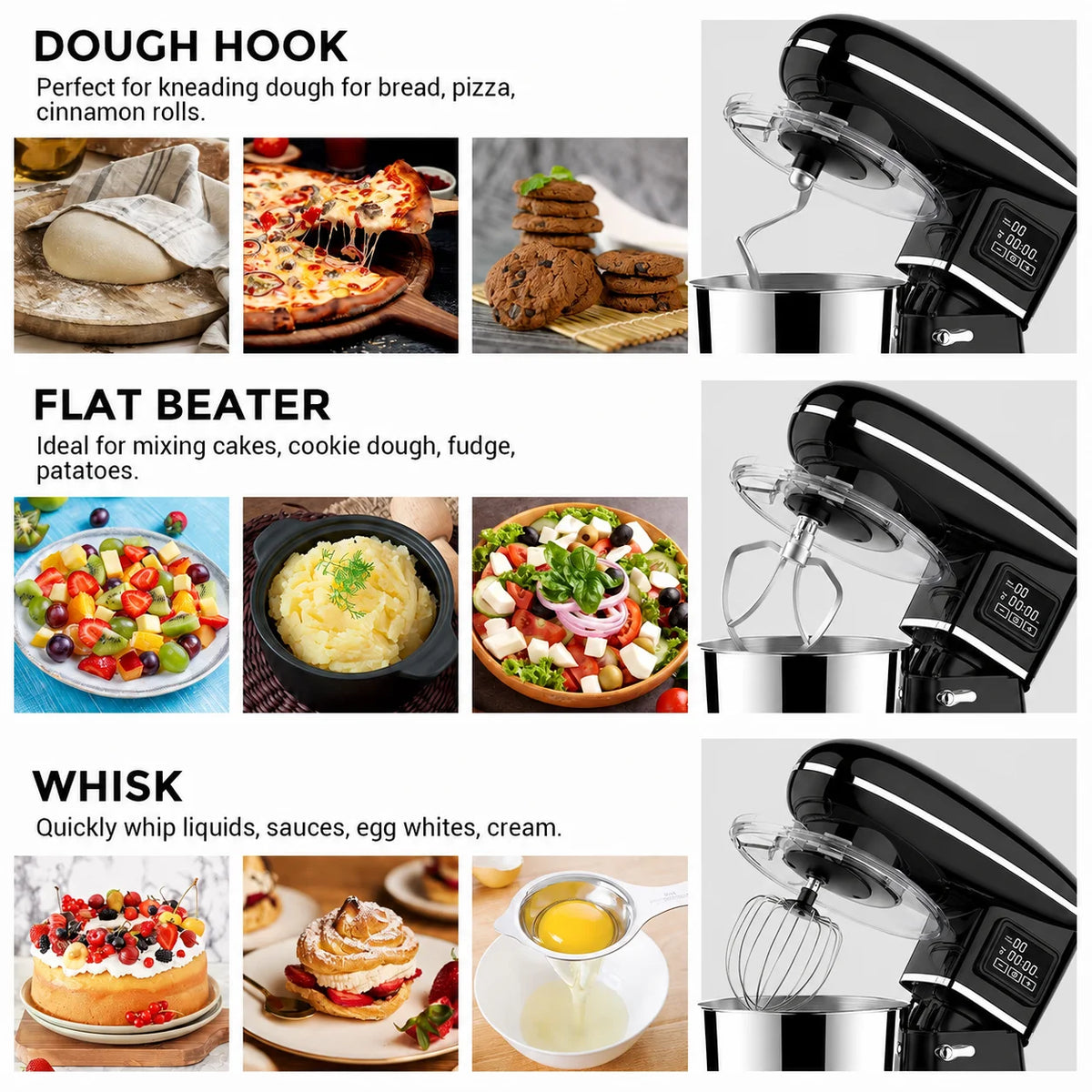 1500w 6-Speed 2l Food Stand Mixer Electric Blender