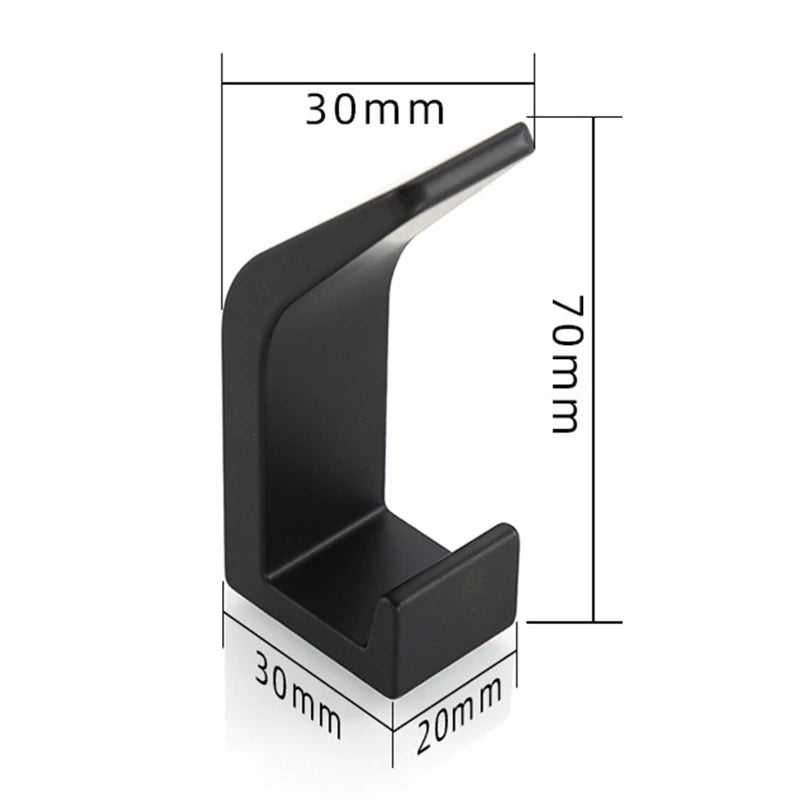 No Drilling Double Hook Black White Robe Towel