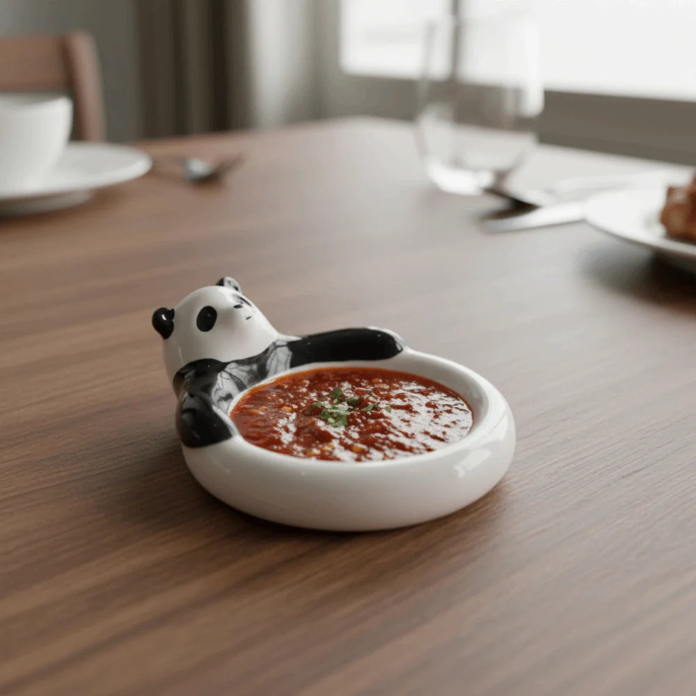 Tableware Ceramic Cartoon Animal Dipping Dishes Round White