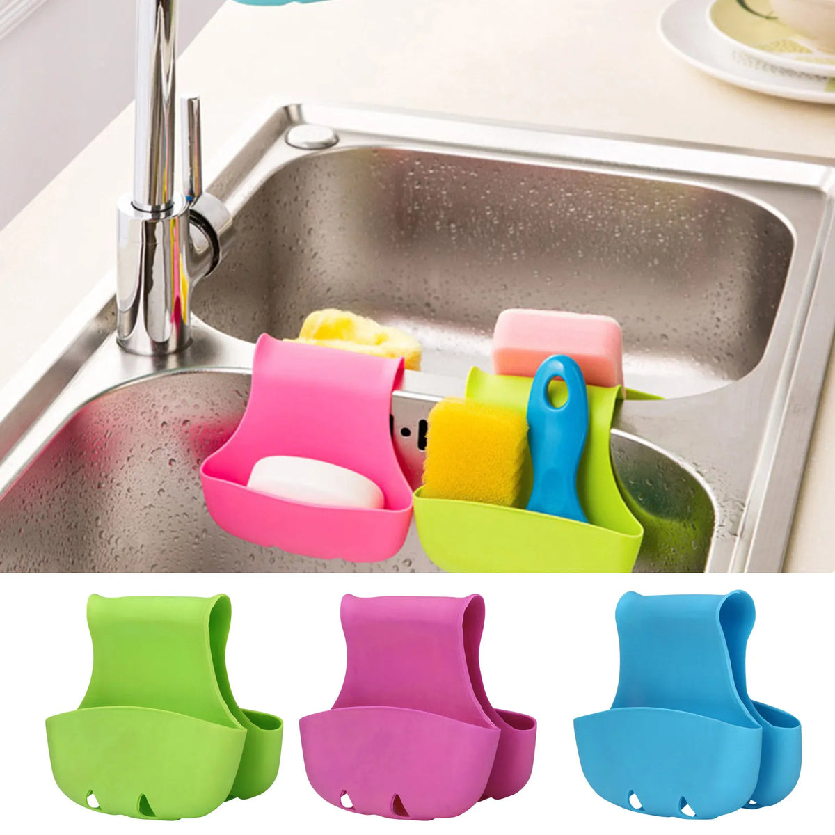 Creative Double Sink Caddy Saddle Style Organizer Storage