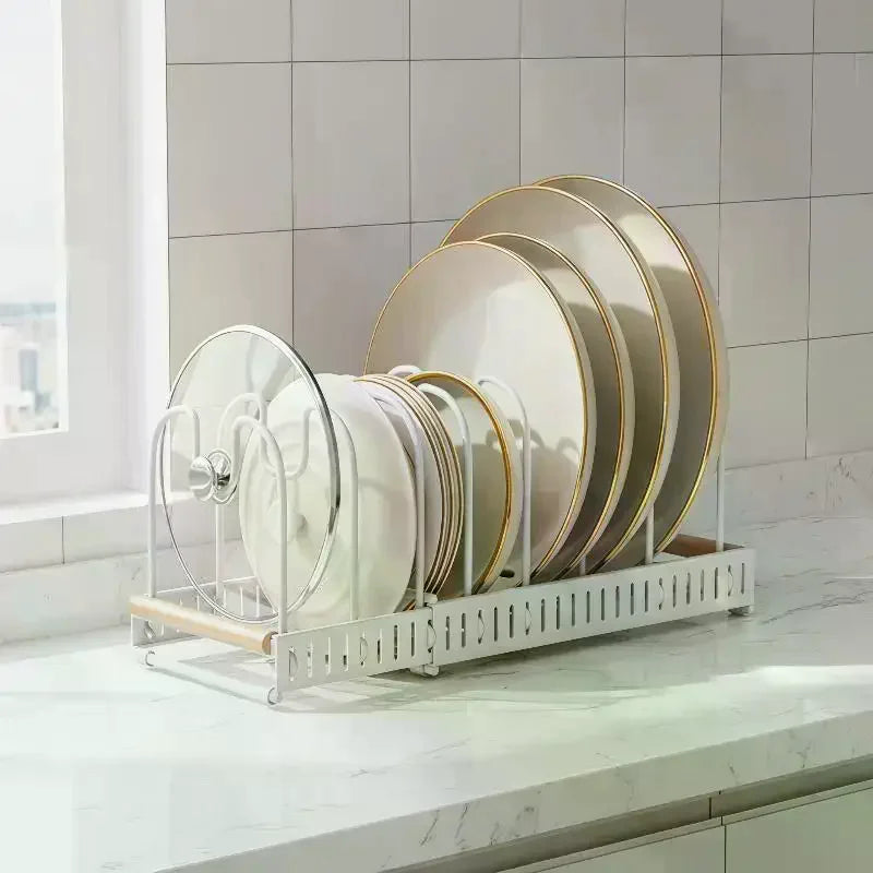 Expandable Pots Pans Organizer Rack Adjustable Rustproof Cookware