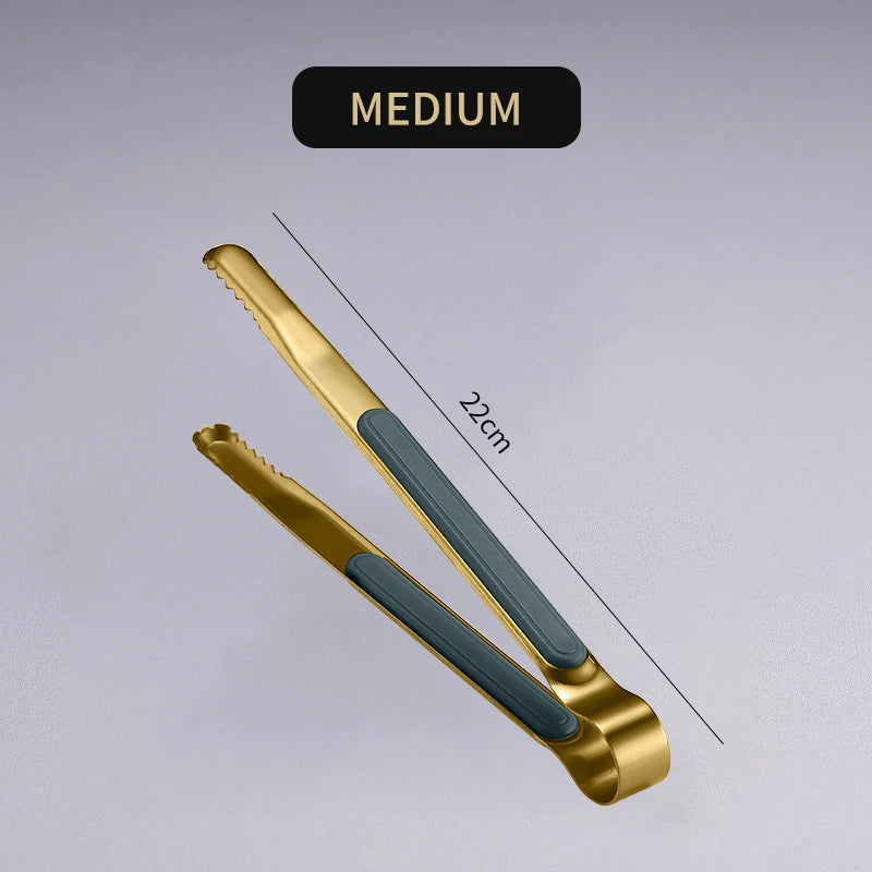 Gold Stainless Steel Food Tongs Non-Slip Serving Tongs