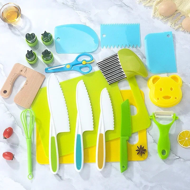 13/17pcs Montessori Kids Cooking Safe Knives Toddler 2-8