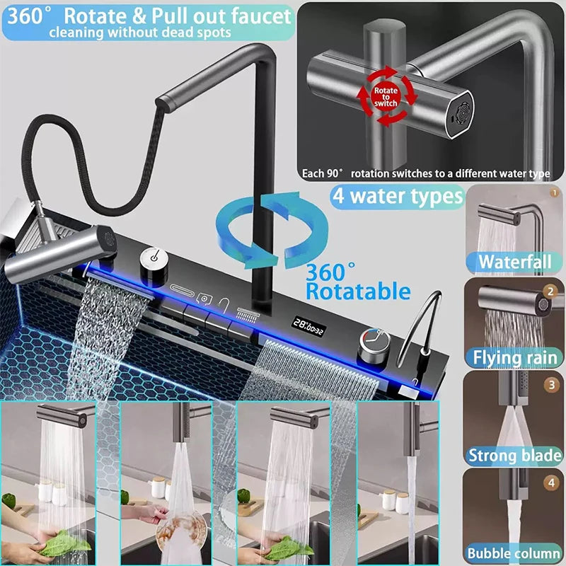 Nano Black Sink Large Slot Integrated Digital Display