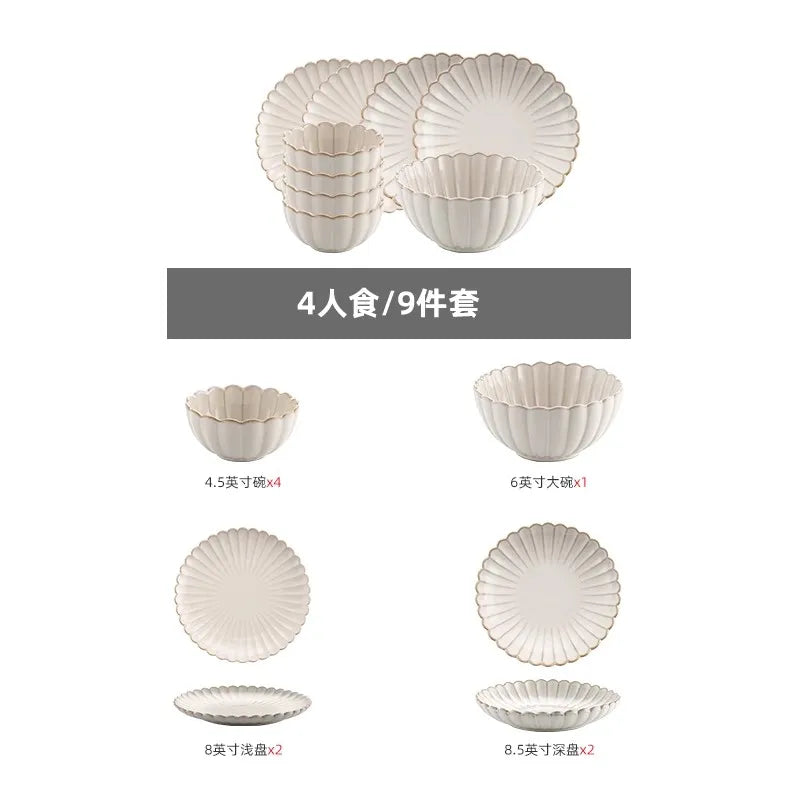 Nordic White Bowls Dinner Plates Ceramic White Glaze