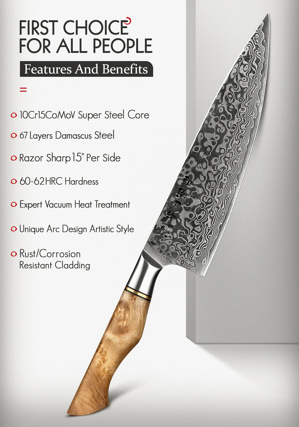 Hezhen Knife 1-7pc Damascus Steel Knives Chef Knife