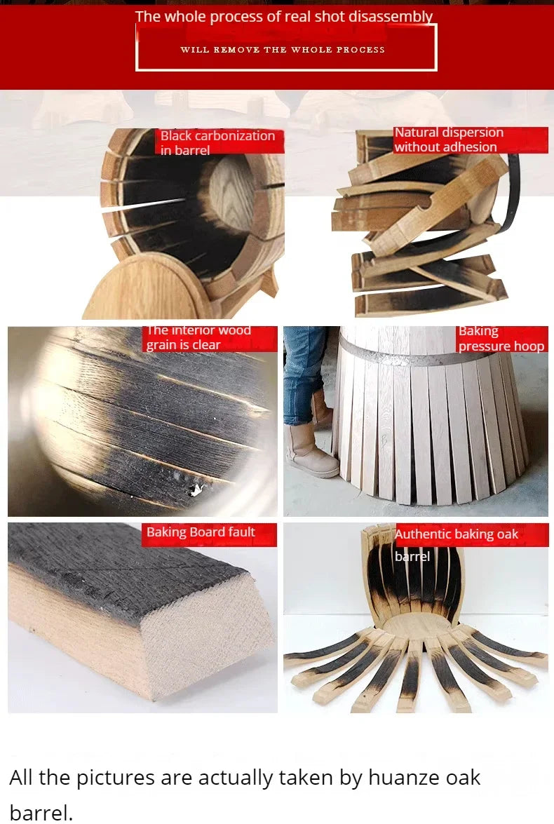 Solid Wood Oak Barrels Wooden Carbonized Barrel Self