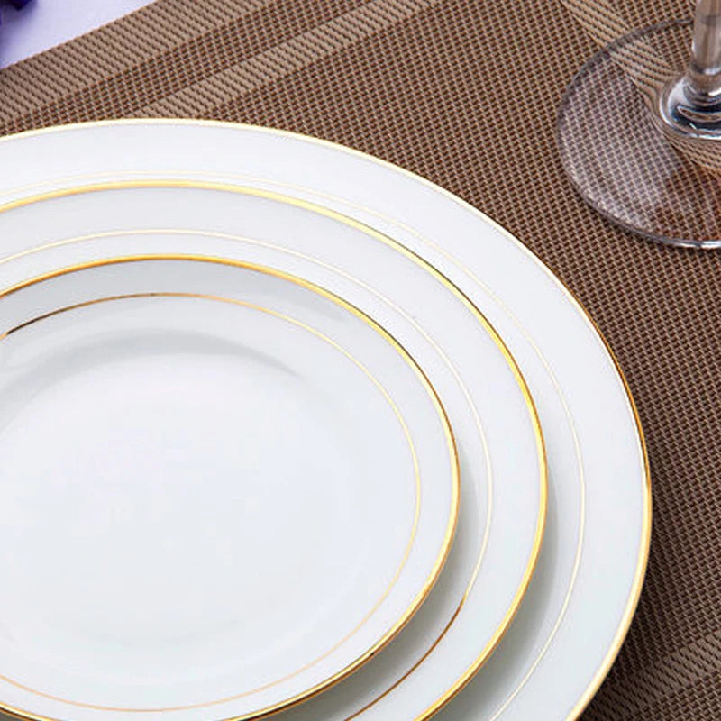 White Porcelain Dinner Plate Light Luxury Food Disk