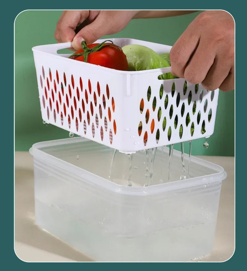 Refrigerator Preservation Storage Box Drain Basket Storage