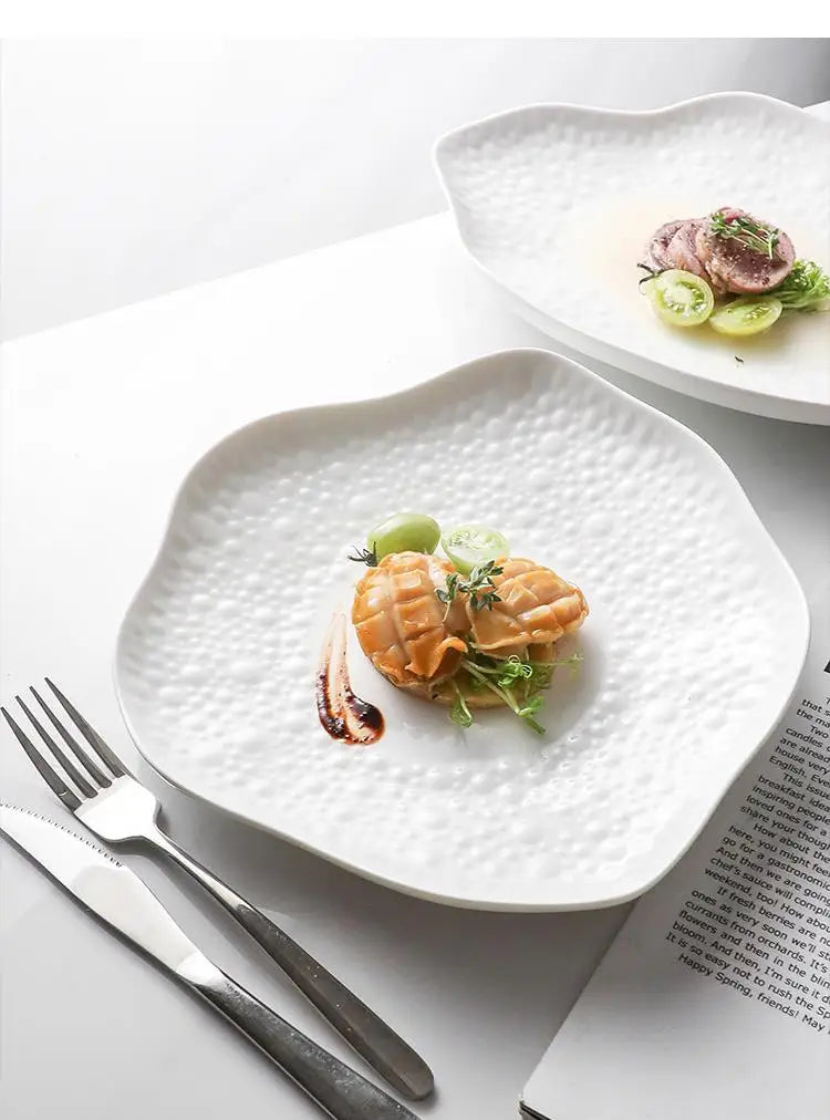 Ceramic Cooking Dishes Pasta Steak Plates Irregular Shape