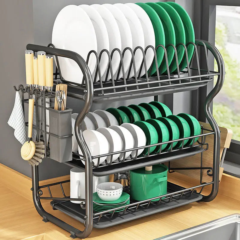 Dish Drying Rack Adjustable Stainless Steel Tier Plates