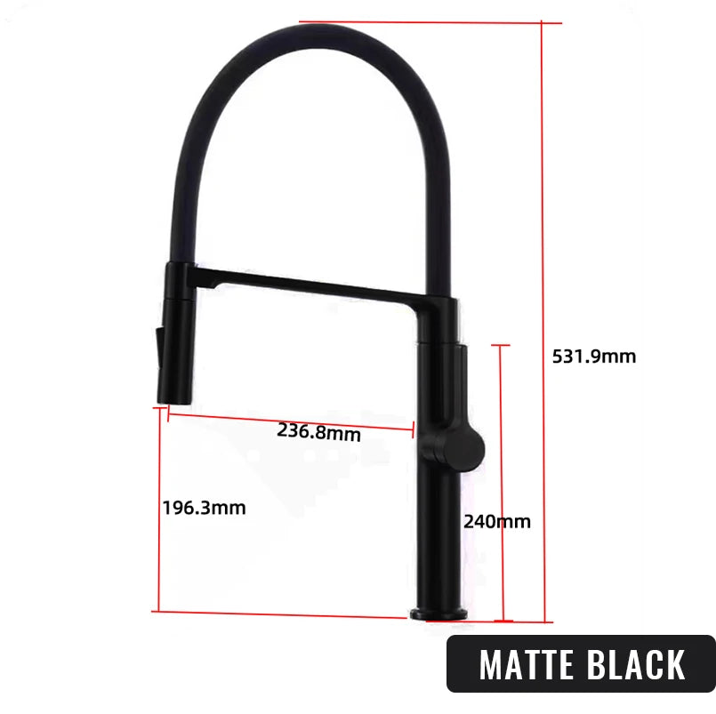 Black Faucet Pull Down Sprayer Rubber Mixer Deck