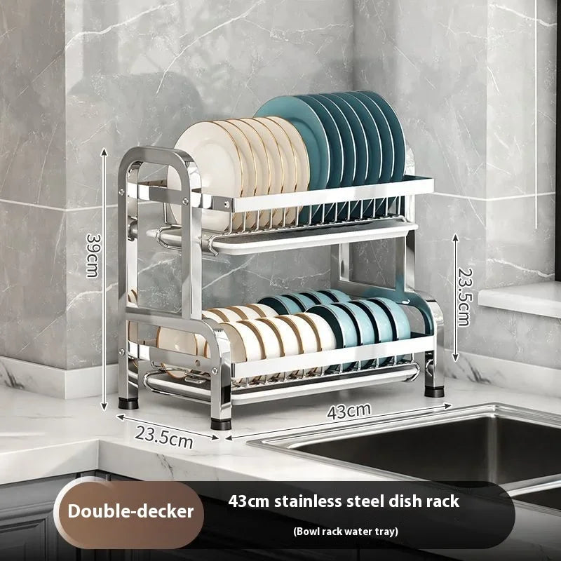 Dish Drying Rack Cutlery Holder Drain Tray Cutlery