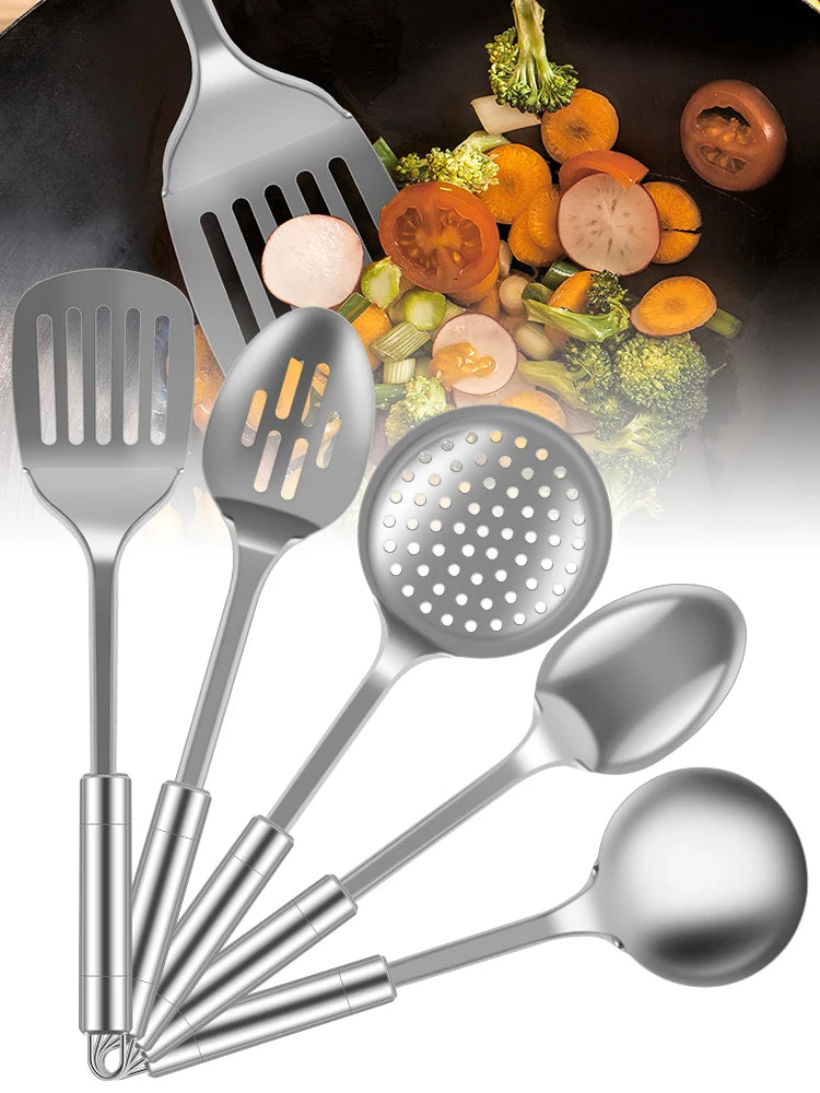 5/10pcs Cooking Utensils Stainless Steel Shovel Soup Spoon