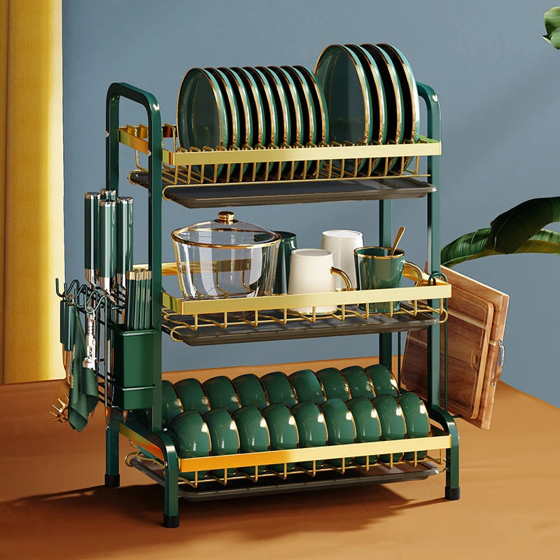 Bowl Rack Draining Dish Storage Green Dishes Storage