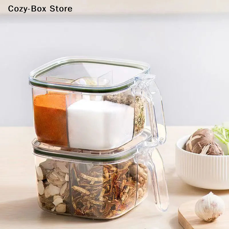 Grids Transparent Lid Spice Jar Seasoning Salt Pepper