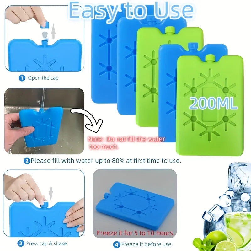 2-10pc Reusable Ice Packs Cooling Pack Long-Lasting Freezer
