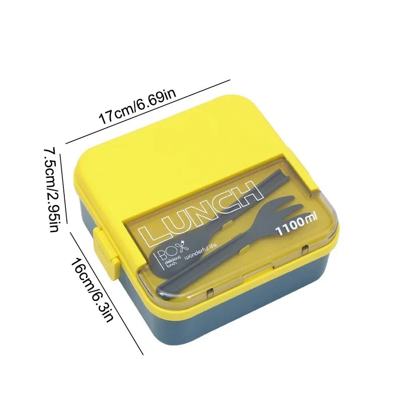 Justinlau 1100/1800ml Layer Compartment Lunch Box Kids Fork