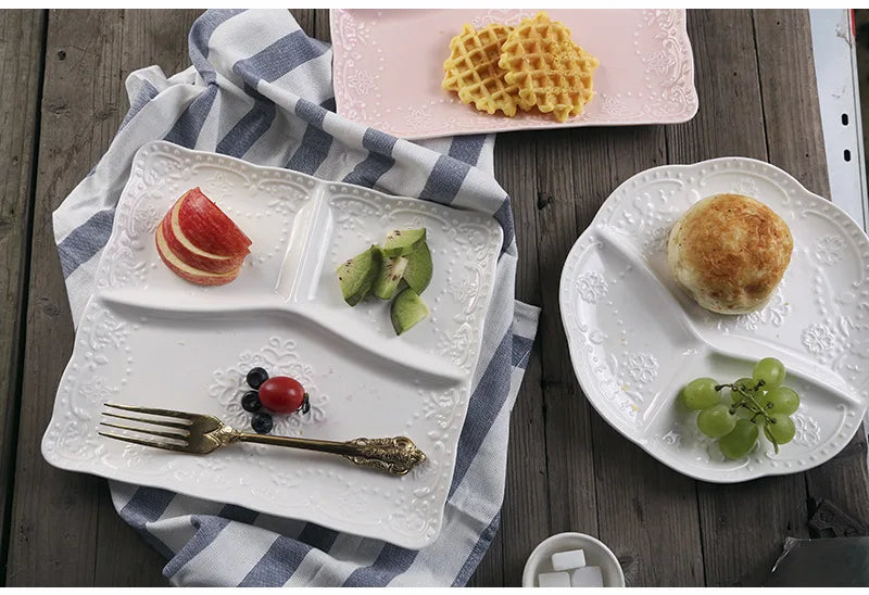 Children Ceramic Butterfly Divided Plate Breakfast Plate Japanese