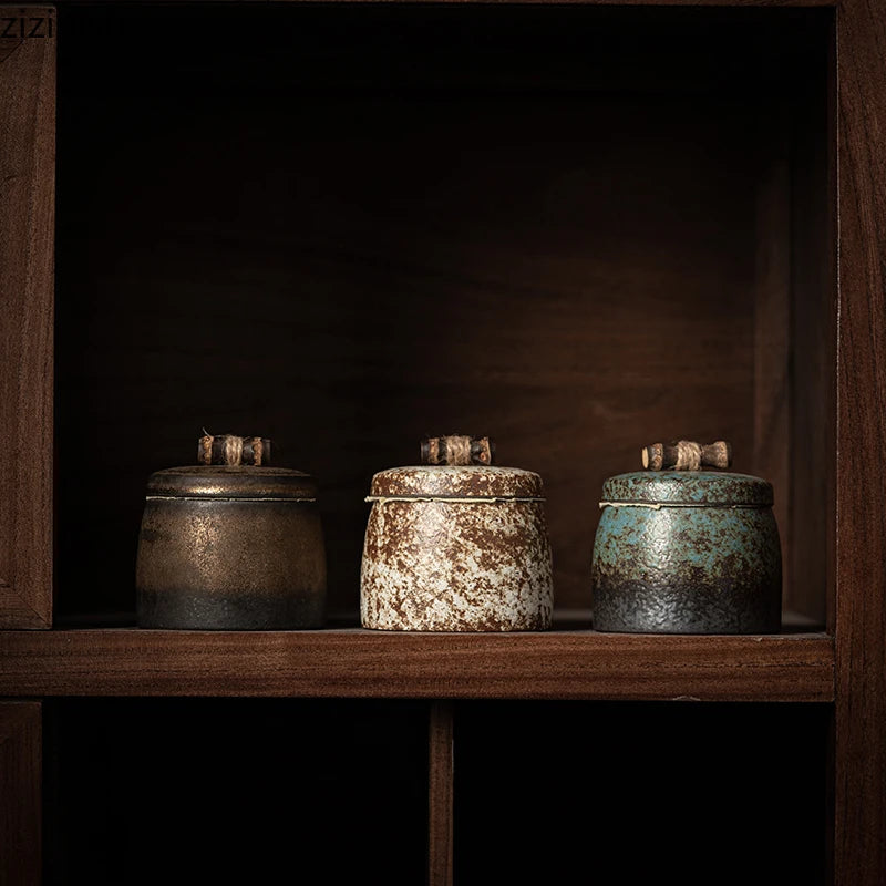 Small Sealed Jar Ceramic Tea Jar Tea Caddy