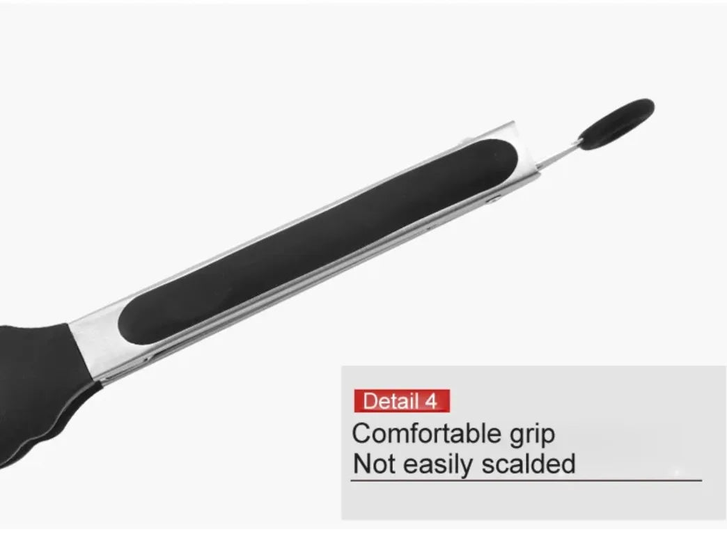 9-Inch Silicone Food Tongs Grill Stainless Steel Food